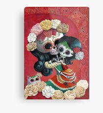 Mexican Skeletons Mother and Daughter Metal Print
