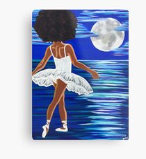 "Walking on Water" Schwarze Ballerina Kunstdruck schwarze Kunst schwarze Mädchenmagie Afro zentrierte afroamerikanische Kunst Metallbild