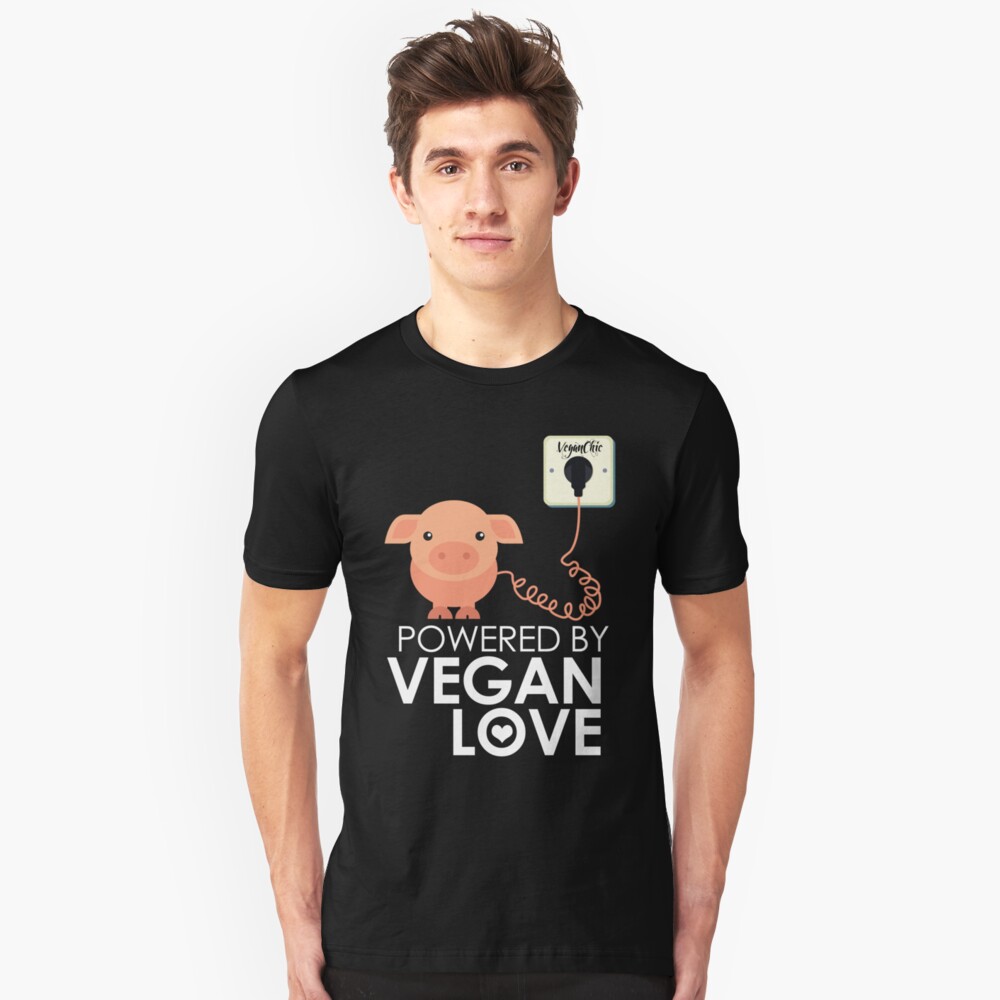 VeganChic ~ Powered By Vegan Love Slim Fit T-Shirt