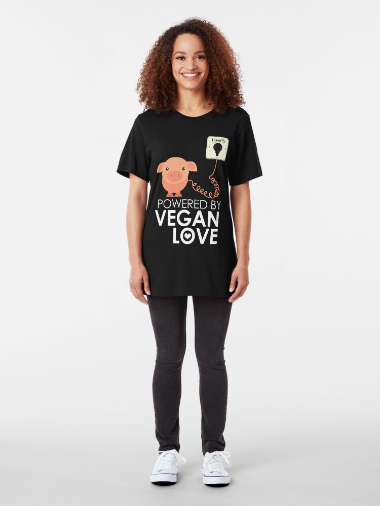 Alternate view of VeganChic ~ Powered By Vegan Love Slim Fit T-Shirt