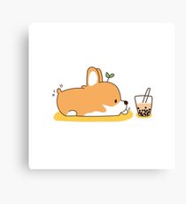 Corgi and Bubble Tea Canvas Print
