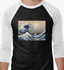 "Die große Welle vor Kanagawa" von Katsushika Hokusai (Reproduktion) Baseballshirt mit 3/4-Arm