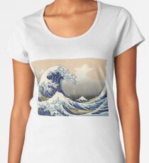 "Die große Welle vor Kanagawa" von Katsushika Hokusai (Reproduktion) Premium Rundhals-Shirt