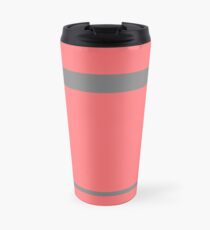 Living Coral with Gray Stripes Travel Mug