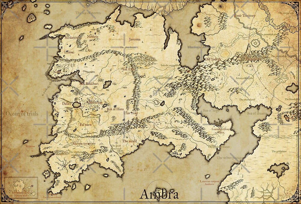 Fantasy map - Ambra, Menidiath by zachholmbergart