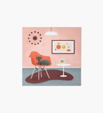 Midcentury Coral Decor With Black Cat And Gold Fish Art Board