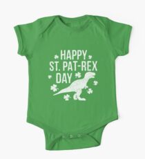 Glücklicher Tag St. Pat-Rex - glückliches Geschenk-Hemd St. Patrick Day Baby Body Kurzarm