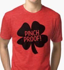 Pinch Proof dark clover leaf design Tri-blend T-Shirt