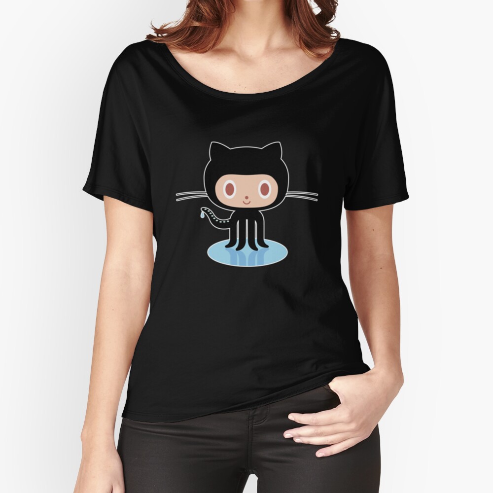 ★ Github octocat Black Relaxed Fit T-Shirt
