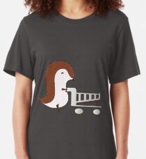Camiseta ajustada Feliz erizo con carrito de compras