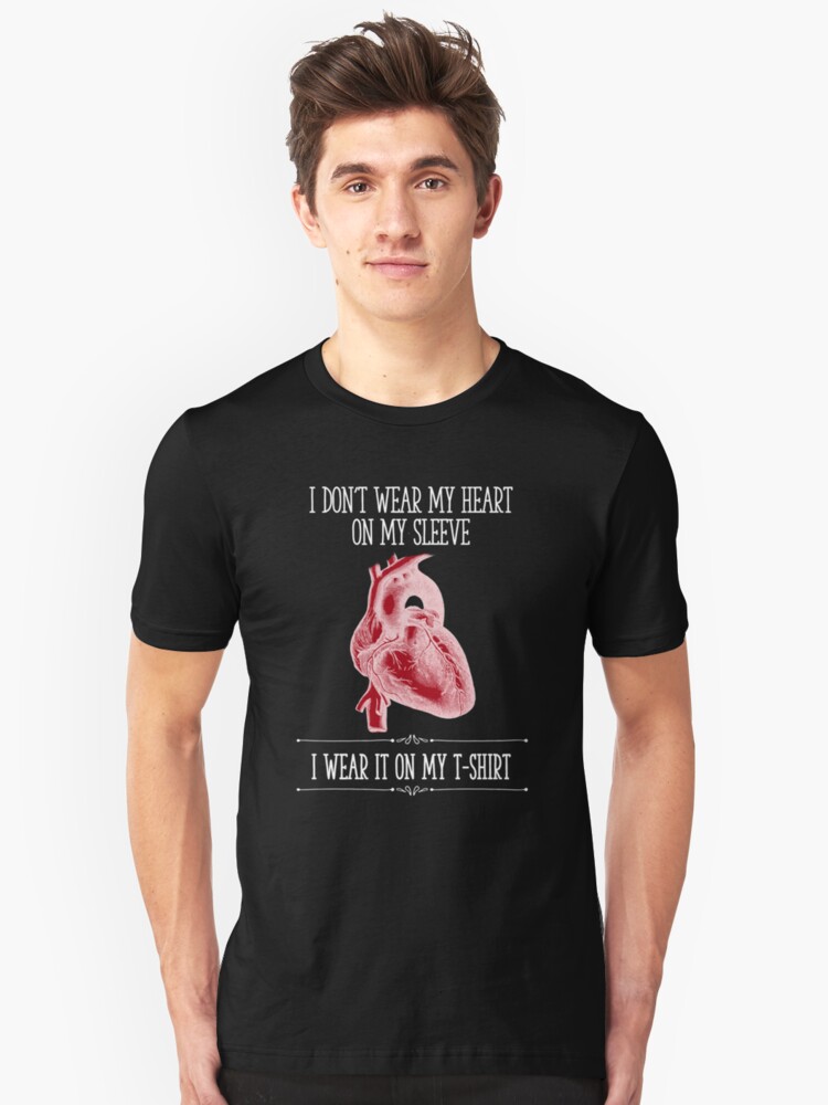 Alternate view of I Don't Wear My Heart On My Sleeve - Reverse Image Slim Fit T-Shirt
