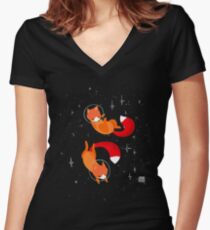 Space Foxes Women's Fitted V-Neck T-Shirt