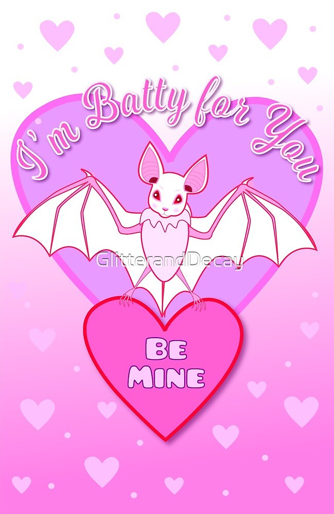 "Bat Valentine Card" by GlitterandDecay Redbubble