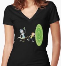 Rick and Morty Pixels - Pixel Rick! Women's Fitted V-Neck T-Shirt