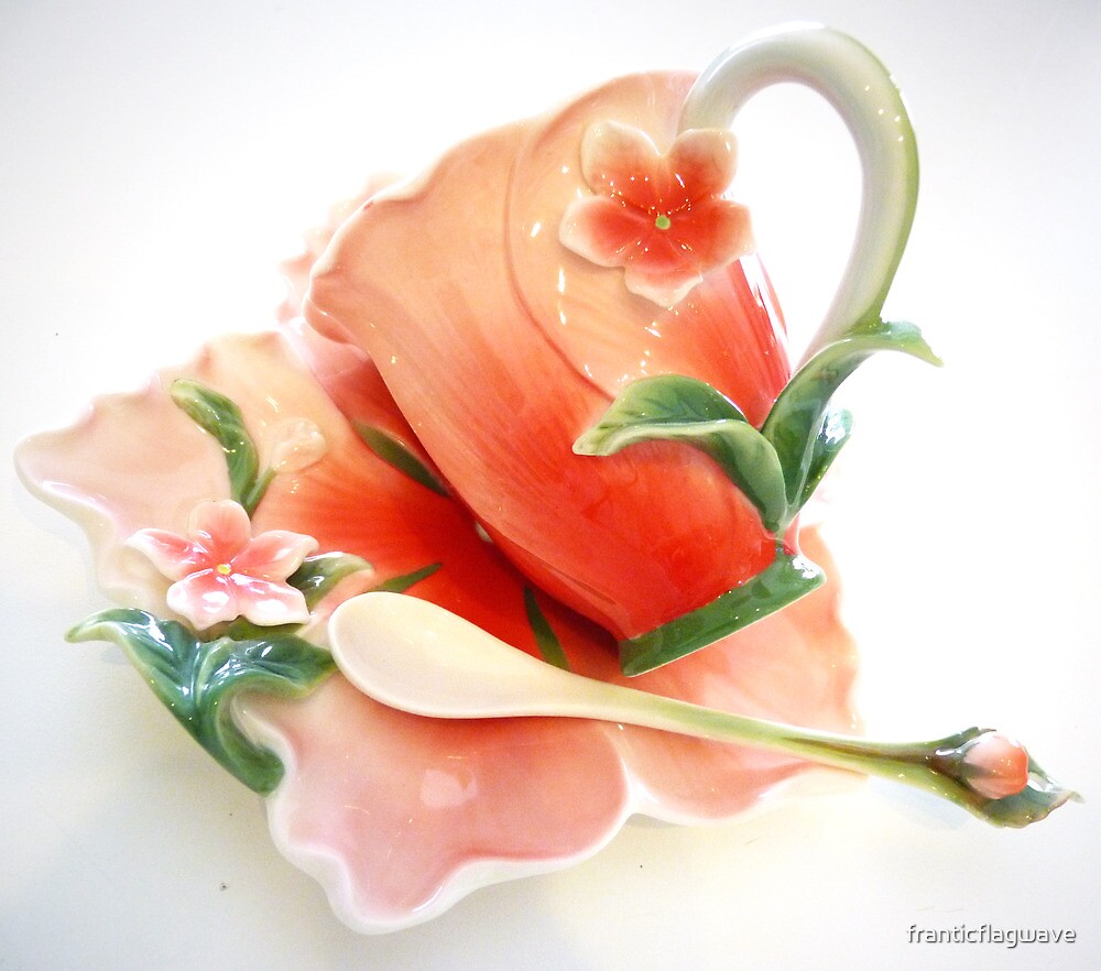 "A Porcelain Flower Cup And Saucer " by franticflagwave Redbubble