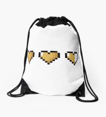 Half-Heart Video Game Hearts Drawstring Bag