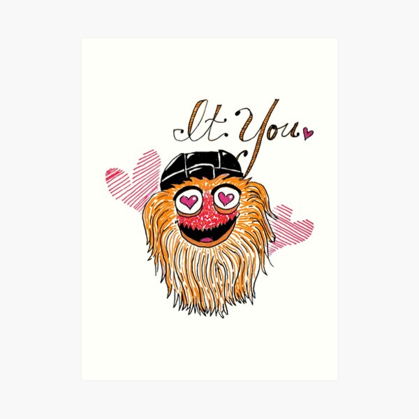 Orange Hockey Monster Valentine Art Print