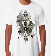 Black White and gold Geometric Perfection Long T-Shirt