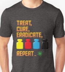 Pandemic Treat, Cure, Eradicate, Repeat Board Game Graphic - Tabletop Gaming Unisex T-Shirt