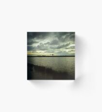 Dark lake sunset Acrylic Block