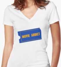 Movie Addict Women's Fitted V-Neck T-Shirt