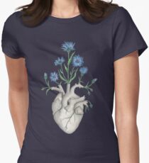 Floral Heart: Human Anatomy Cornflower Valentines Day Gift Women's Fitted T-Shirt