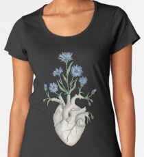 Camiseta premium para mujer Corazón Floral: Anatomía Humana Aciano Día de la Madre Regalo