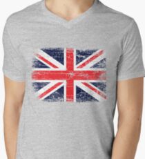 Vintage UK British Flag design Men's V-Neck T-Shirt