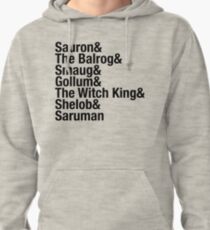 J.R.R Tolkiens Lord Of The Rings / Hobbit - Villains Typography list Pullover Hoodie
