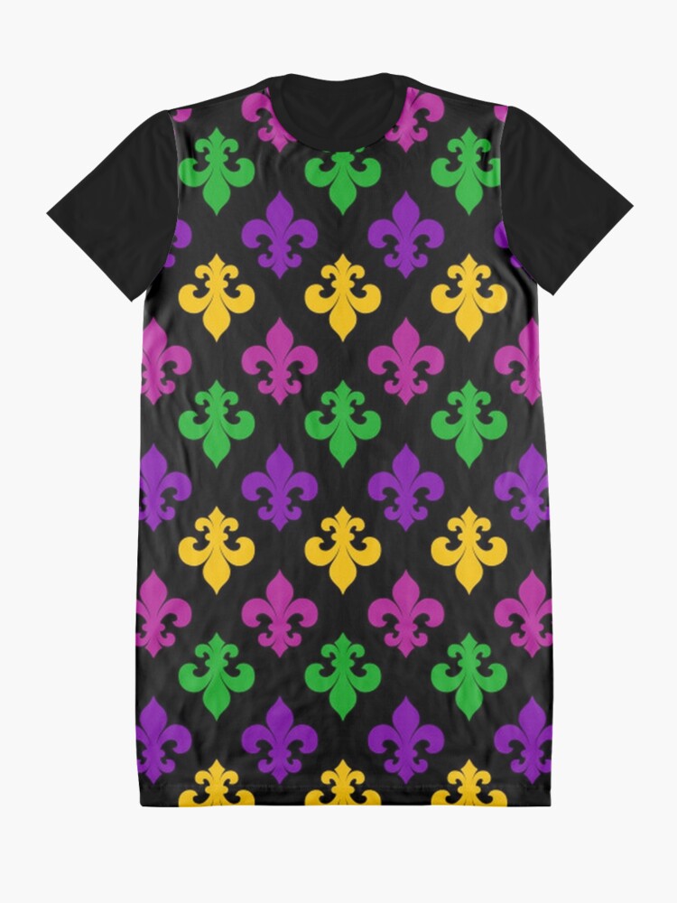 Alternate view of Mardi Gras Fleur de Lis Graphic T-Shirt Dress