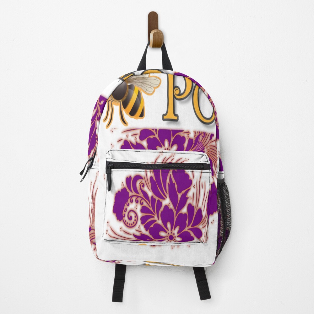 Bee Positive on a backpack