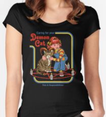 Sorge für deine Dämonenkatze Tailliertes Rundhals-Shirt