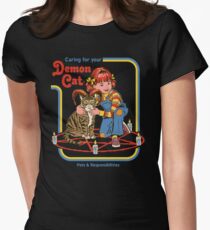 Sorge für deine Dämonenkatze Tailliertes T-Shirt für Frauen
