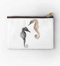 Pair of grey and brown seahorses Studio Pouch