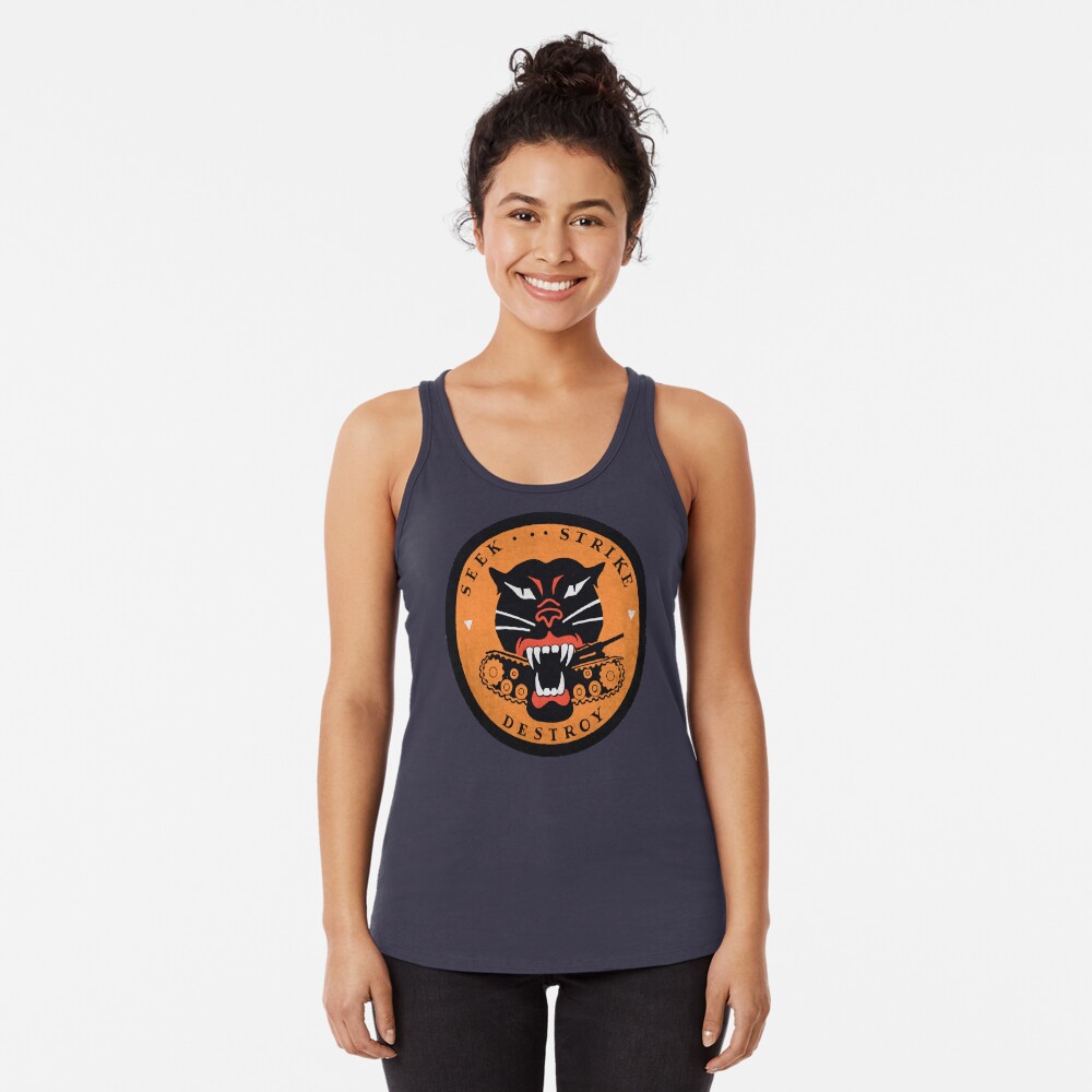 Seek Strike Destroy Tank Destroyer Emblem Racerback Tank Top