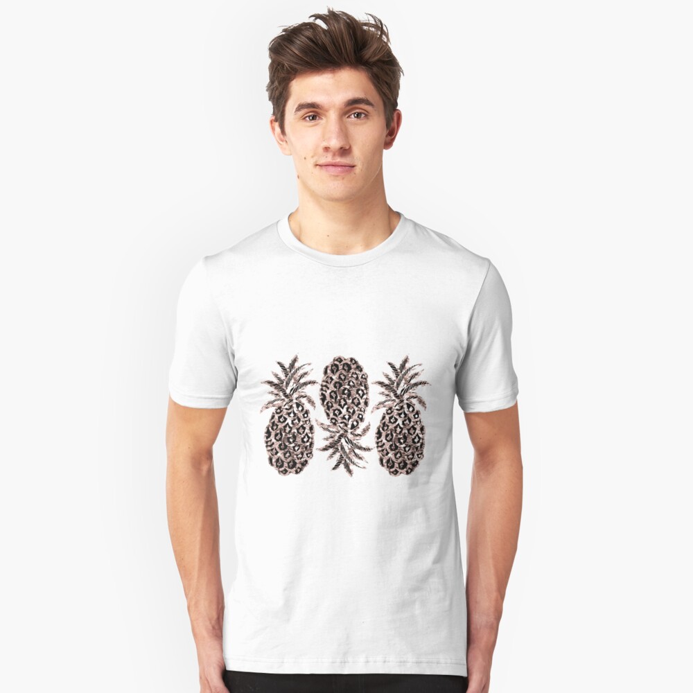 Gold Pineapples on Mustard yellow Slim Fit T-Shirt