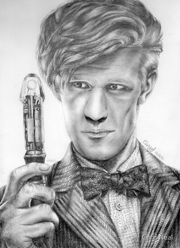 "Matt Smith Portrait - 11th Doctor" by Chris Neal | Redbubble