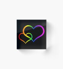 Hearts combined rainbow Acrylic Block