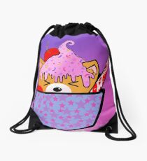 Angry Fox Cupcake Drawstring Bag