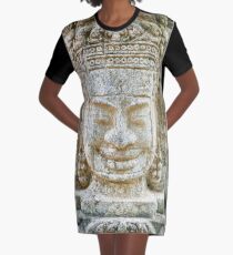 Stone Face, Cambodia Graphic T-Shirt Dress