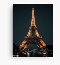 Eiffel Tower Paris France Night Canvas Print