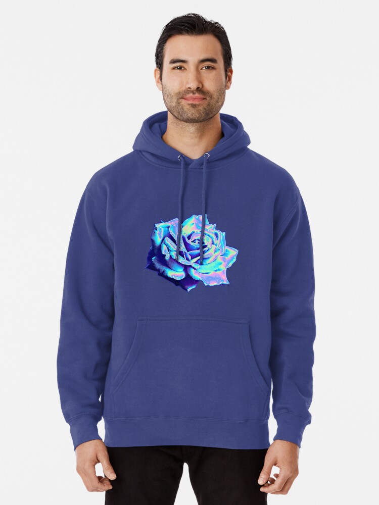 blue hoodie with rose