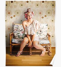 Beautiful Woman Getting New Hair Style At Salon Poster
