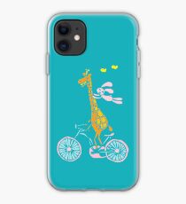 Bunny going for a ride with Giraffe iPhone Case