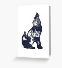 Wolf double exposure Greeting Card