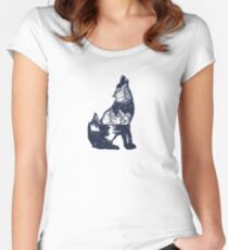 Wolf double exposure Fitted Scoop T-Shirt