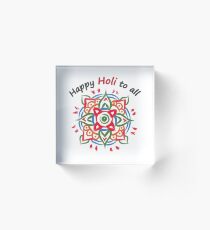 HAPPY HOLI FESTIVAL Colorful Celebrations India Ornament Mandala Acrylic Block
