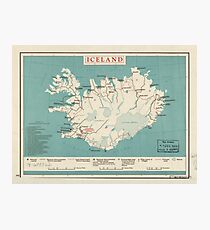 Karte von Island (um 1958) Fotodruck
