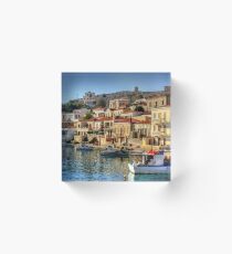 Chalki Harbour Panorama Acrylic Block