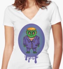 Zombie comic francs Halloween Women's Fitted V-Neck T-Shirt